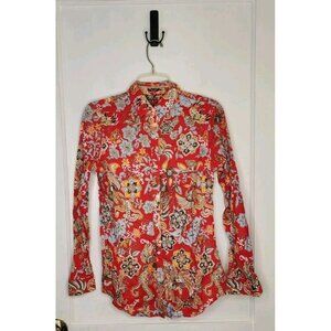 J Mclaughlin Womens Lois Blouse XS NWT $178 Cotton Button Neo Fowlerton Birds
